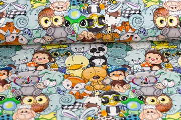 French Terry "Crazy Animals", mint, 0,5 m